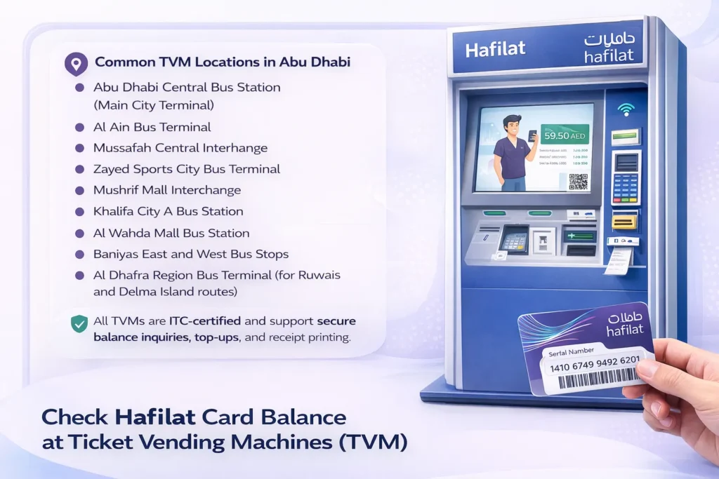 Check Hafilat Card Balance at Ticket Vending Machines