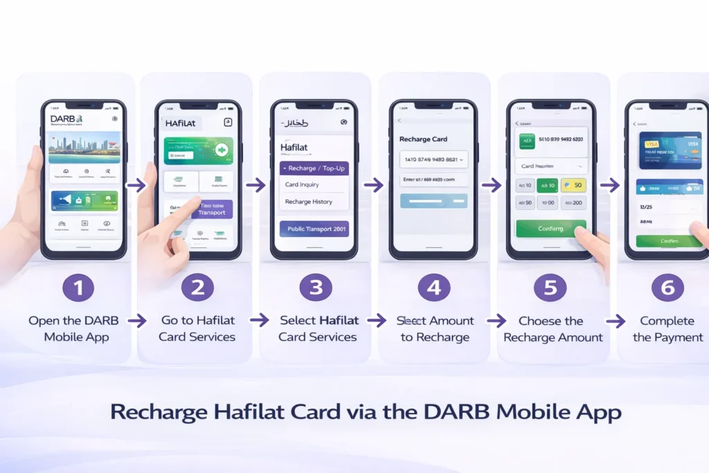 Recharge Hafilat Card via the DARB Mobile App